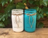 Set of 2, WIDE Mouth, Quart, Mason Jar, Mason Jar Decor, Wedding Decor, Spring Decor, Country Decor, Rustic Decor, Bridal Decor, Jar Vase