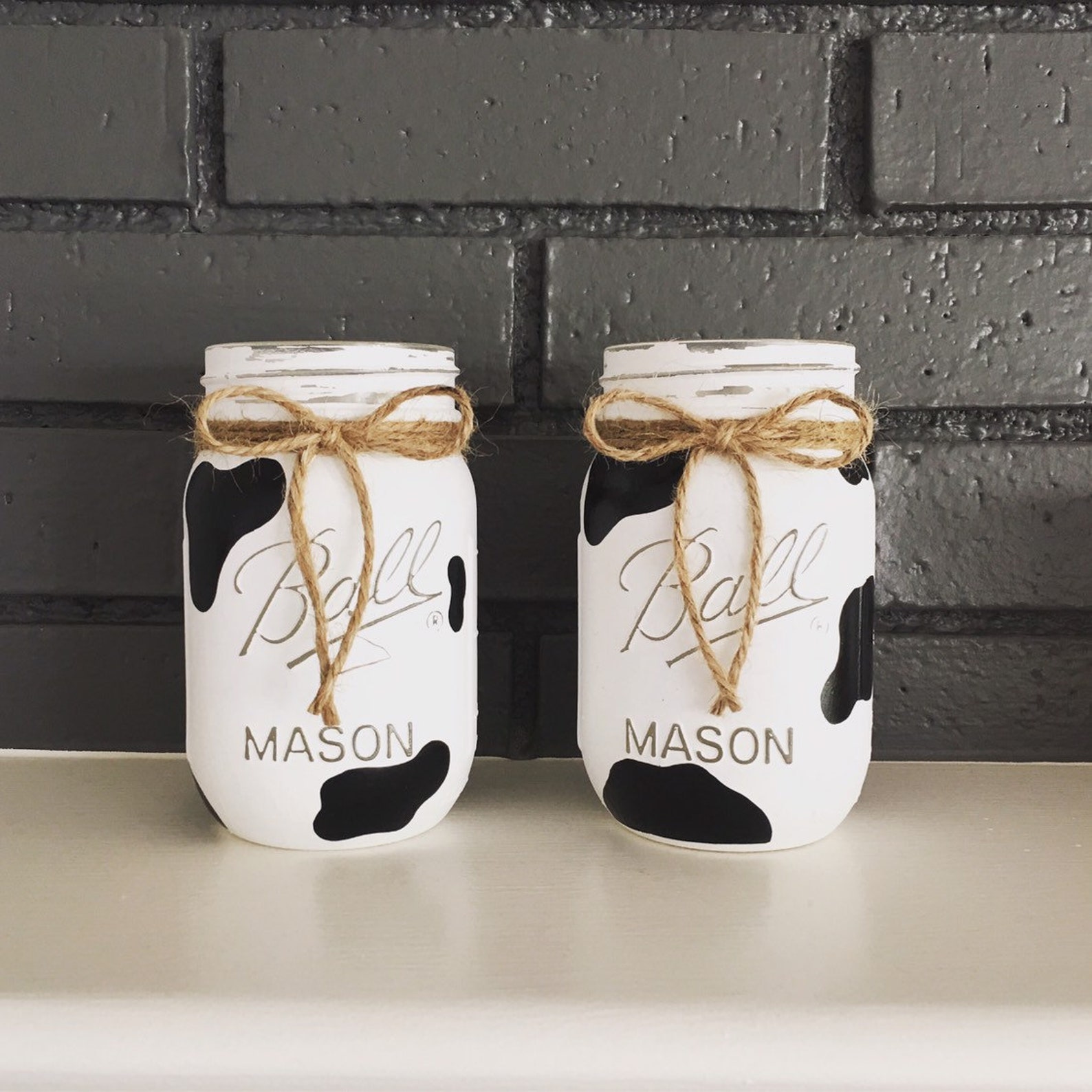 Single Cow Print Mason Jar Mason Jar Decor Farmhouse | Etsy