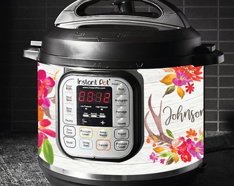 Instant Pot Magnetic Skin - FLORAL ANTLERS (personalized)
