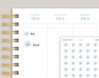 Rainy Day Weather Icon Planner Stickers FQ5