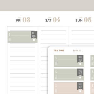Bill Due Label Planer Sticker für inkWELL Press Planner IWPL22