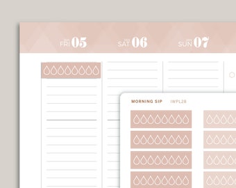 Daily Hydration Tracker Planner Stickers for inkWELL Press Planners IWPL28