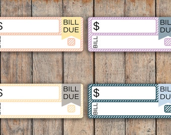 15 Striped Bill Due Label Planner Stickers for 2018 inkWELL Press Planners IWP-Q32
