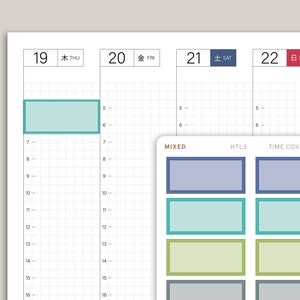 Two Hour Boxes Time Covered for Hobonichi Cousin HTL3