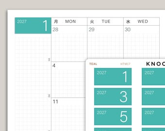 MONTH View Number Covers for Hobonichi Cousin HTM17