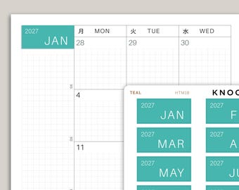 MONTH View Name Covers for Hobonichi Cousin HTM18
