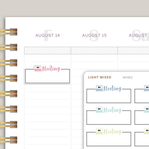 Zoom Meeting / Virtual Meeting Outlined Quarter Box Planner Etsy