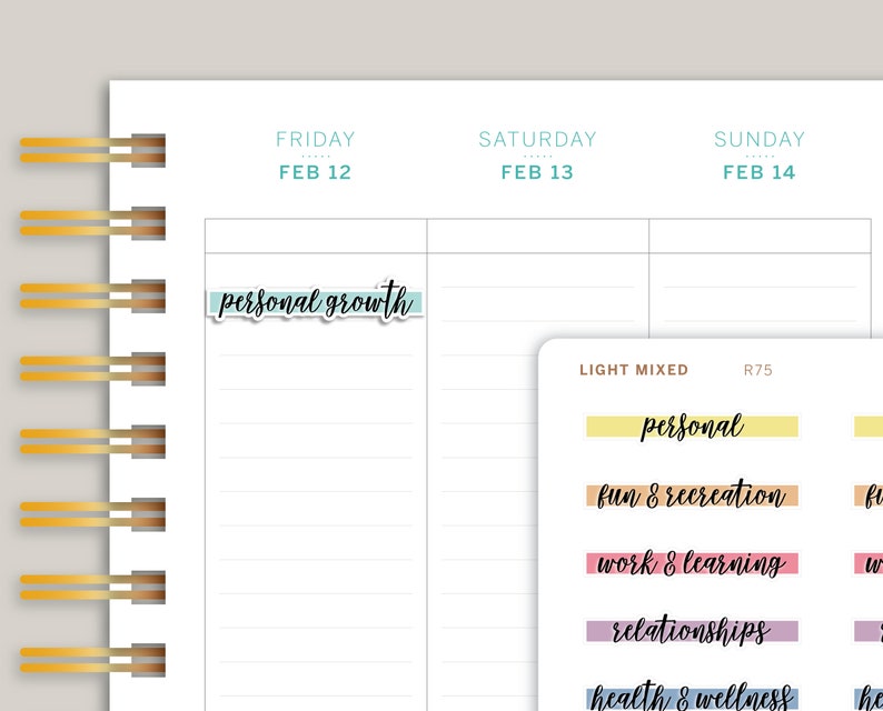 Goal Label Highlight Header Stickers for MakseLife Planners R75 image 1