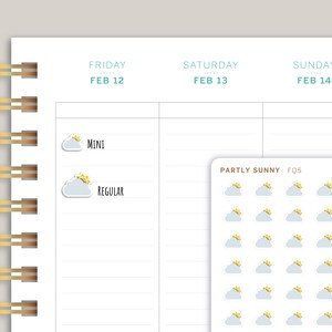 Partly Sunny / Partly Cloudy Weather Icon Planner Stickers FQ5