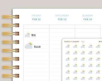 Partly Sunny / Partly Cloudy Weather Icon Planner Stickers FQ5