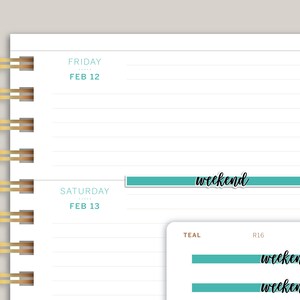 Stickers en-tête horizontaux pour le week-end Makse Life Planner R16