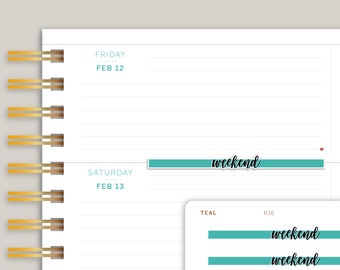 Horizontal Highlight Weekend Header Stickers for Makse Life Planner R16