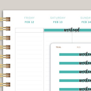 Verticale Highlight Weekend Header-stickers voor Makse Life Planner R15