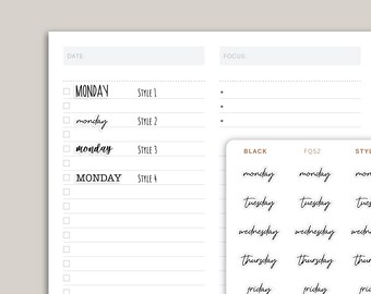 Transparent Day of the Week Planner Sticker FQ52