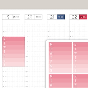 Ombre Weekly Checklist Planner Stickers for Hobonichi Cousin HTL7