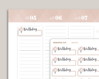 Birthday Label Planner Stickers for inkWELL Press Planners IWPL19