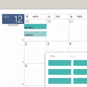 einzelne Tag Monatsansicht Washi für Hobonichi Cousin HTL20