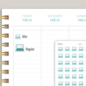 May include: A sheet of teal laptop stickers with the words "TEAL" and "U89" printed at the top. The stickers are arranged in a grid pattern and feature a simple outline of a laptop.
