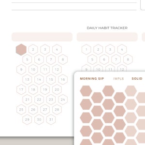 Habit Tracker Hexagons Stickers for inkWELL Press Planners IWPL8 image 1