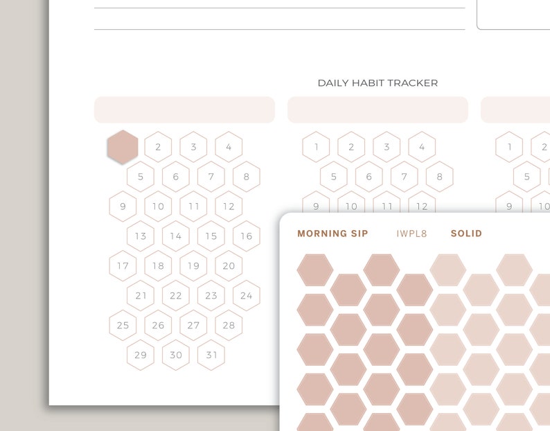 Habit Tracker Hexagons Stickers for inkWELL Press Planners IWPL8 image 1