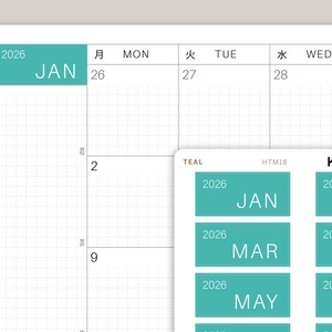 MONTH View Name Covers for Hobonichi Cousin HTM18