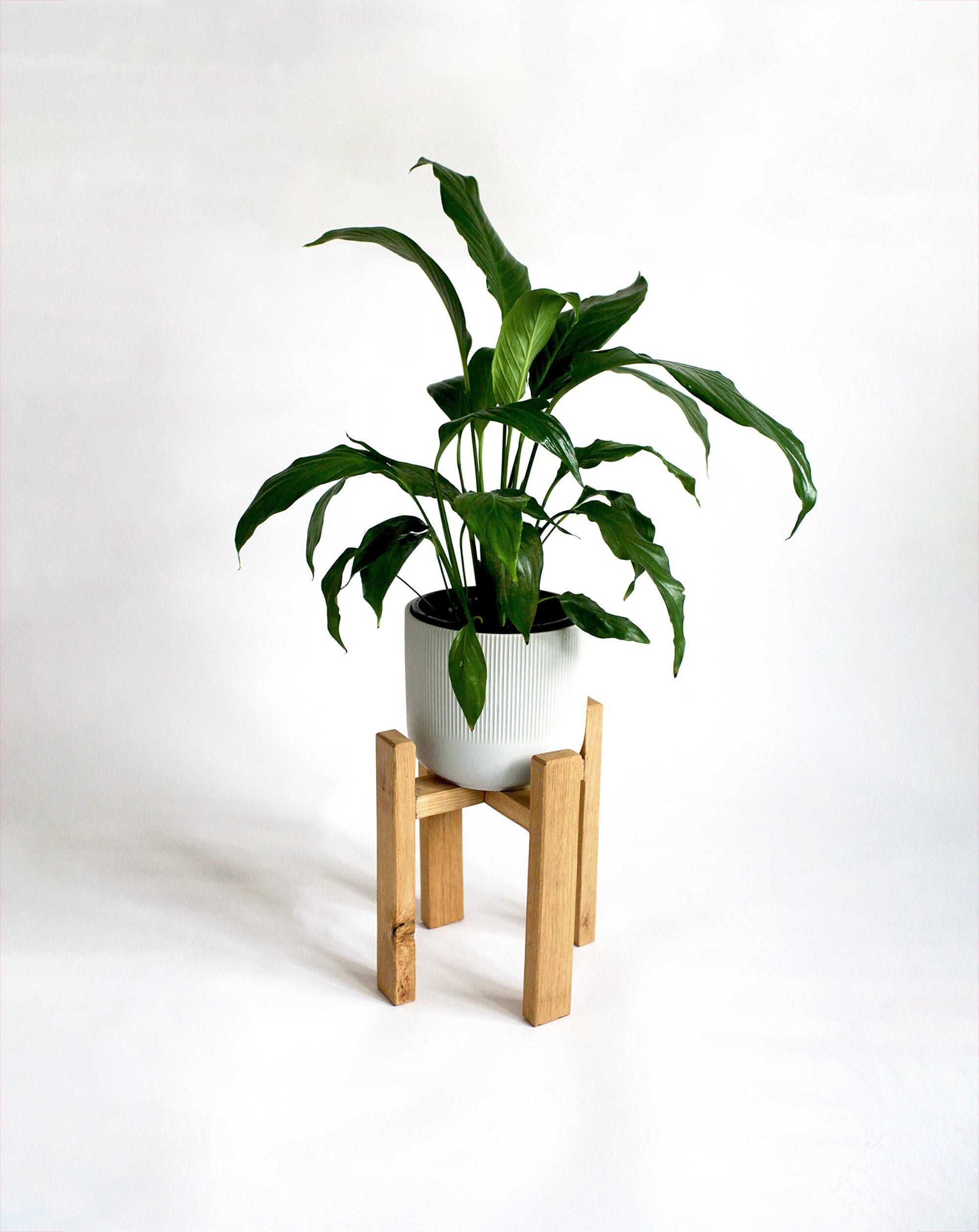 Double Platform Slim Oak Plant Stand — PalletBros of Manchester