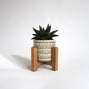 Mini Desk Plant Stand | Miniature Oak Plant Stand | Small Plant Stand