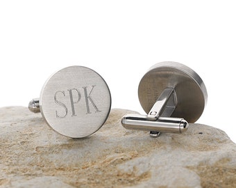 Spersonalizowane spinki do mankietów: Spinki do mankietów ze szczotkowanej stali nierdzewnej z monogramem