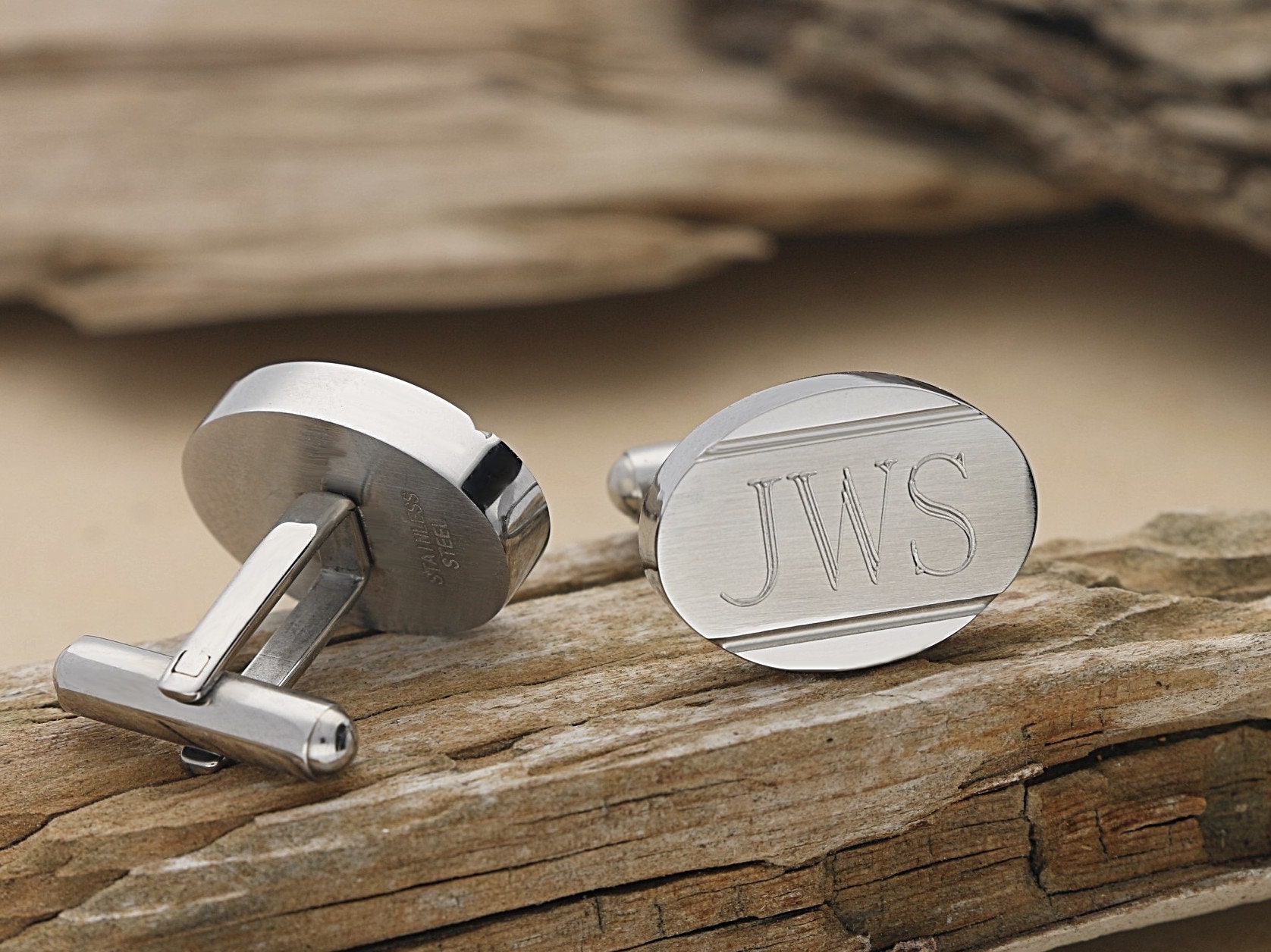 Personalized Cufflinks Customized Oval Stainless Steel Cuff Etsy