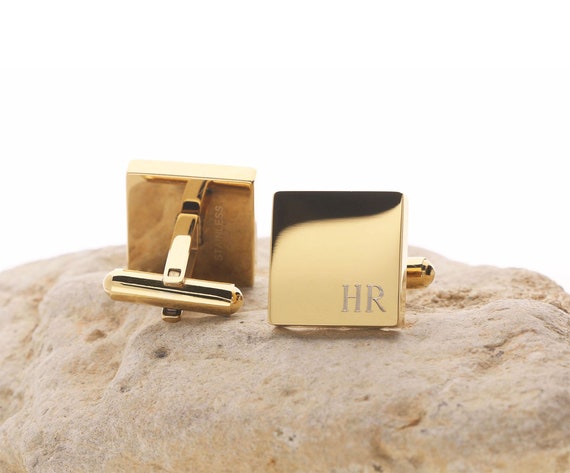 Stainless Steel Wide Rectangular Polished Cuff Links - Engravable Stainless Steel Wide Rectangular Polished Cuff Links - Engravable