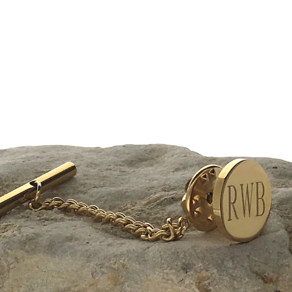 Pin personalizado de acero inoxidable redondo infinito chapado en oro de 14 quilates, regalo de monograma para hombre, marido, papá, novio, padrinos de boda