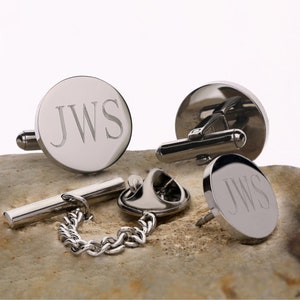 Boutons de manchette personnalisés, ensemble de clips d&#39;épingles à cravate, boutons de manchette ronds en acier inoxydable, couleur argent, cadeau pour homme, marié, garçons d&#39;honneur
