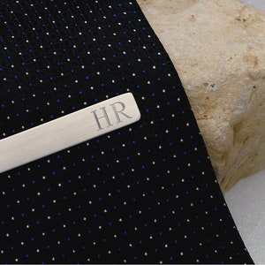 Custom Tie Bar Clip Tieclip, Personalized Brushed Silver Color Stainless Steel Monogram, Gift for Man, Dad, Gift for Groomsmen, Wedding Gift image 1