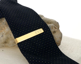 Pince à cravate personnalisée en acier inoxydable plaqué or 14 carats, barre de cravate personnalisée, cadeau pour homme, cadeau pour les garçons d’honneur, cadeau pour le marié, cadeau pour mari