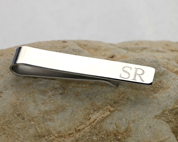 Custom Tie Clip, Personalized Tie bar, Silver Stainless St. Tieclip, Gift for Man, Gift for Groomsmen, Gift for Groom, Best Gift for Father