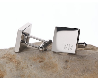 Personalized CuffLinks, Square Stainless Steel Cuff links, Best Gift for Man, Gift for Father, Customized Gifts Groomsmen, Gift Box Included