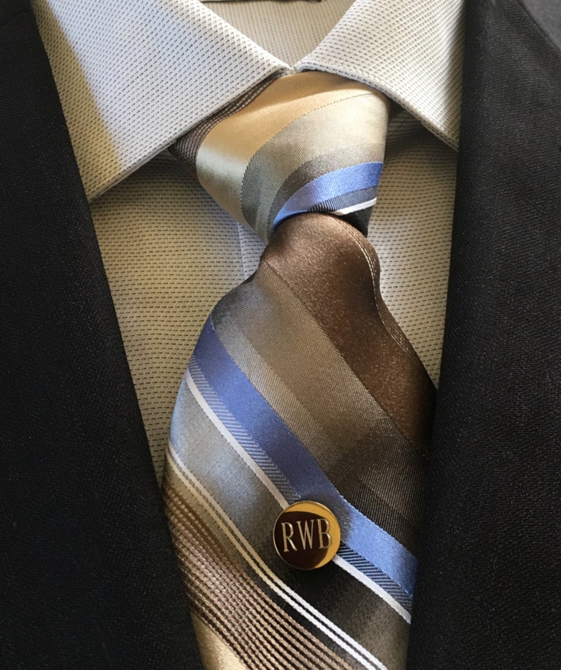 Personalized 14k Gold Plated Cuff Links Tie Tack Pin Set Etsy