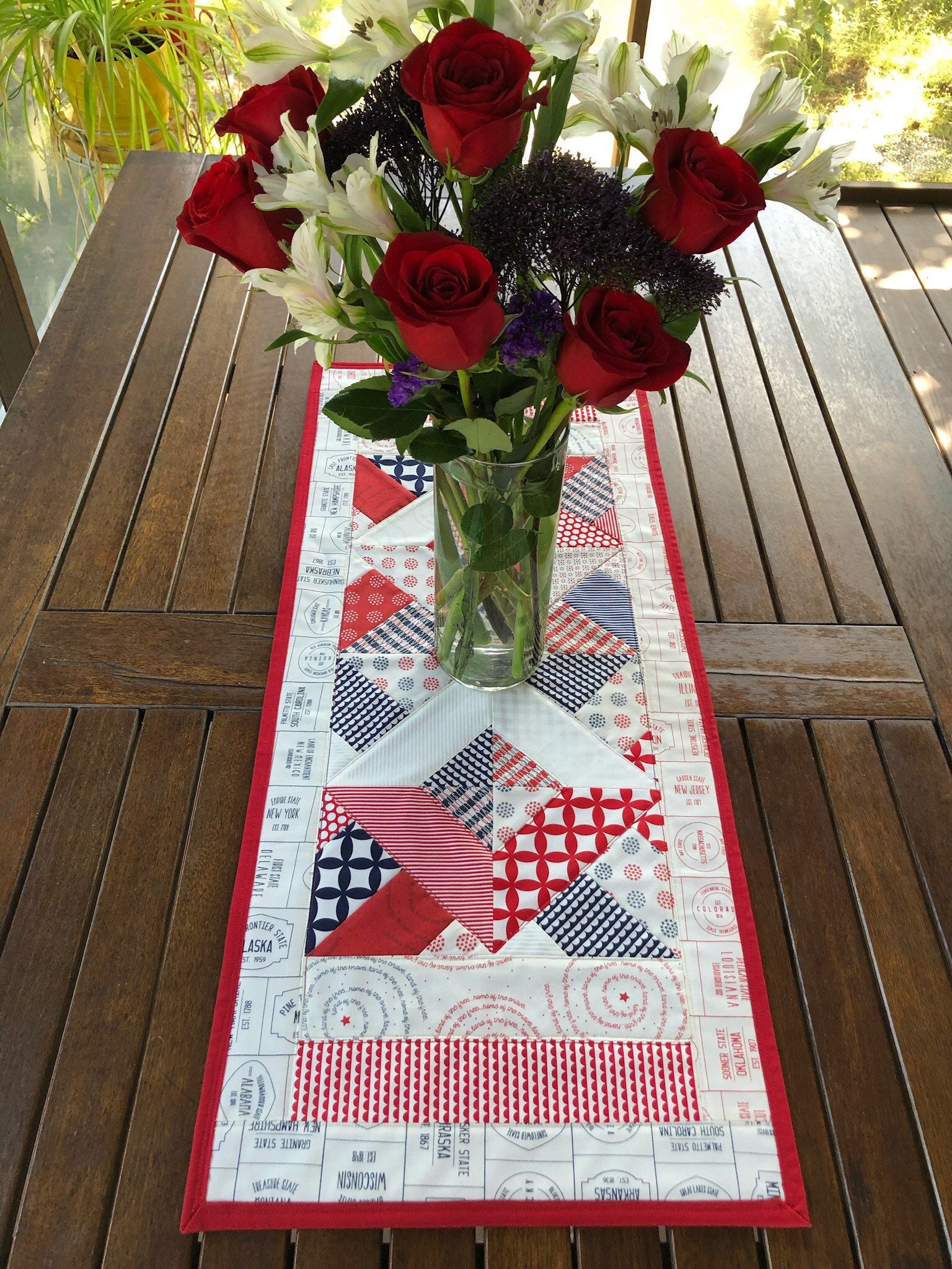 Quilted Table Runner Patriotic Red White & Blue 4th of July | Etsy