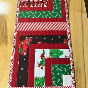 Quilted Holiday Christmas Table Runner  Red & Green Candy Canes