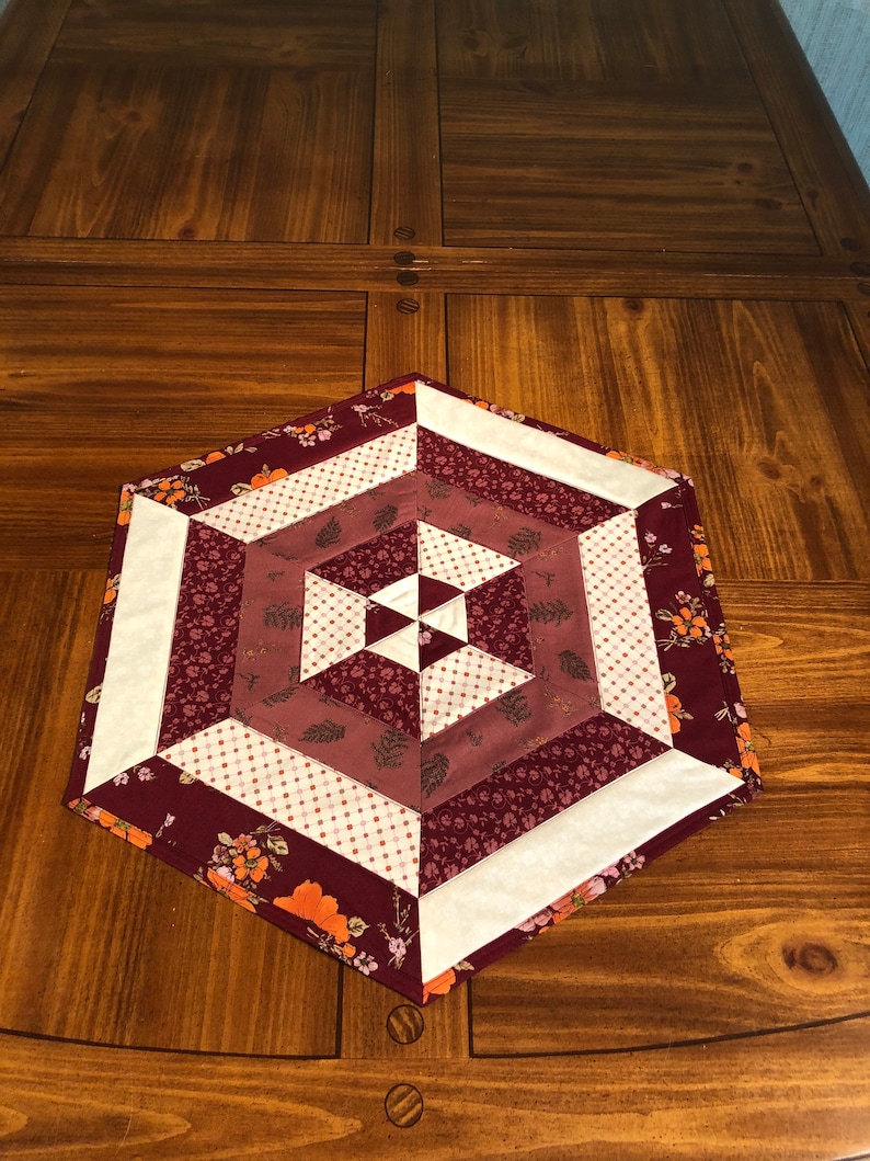 Quilted Hexagon Table Topper Purple Boundless Country Blossoms - Etsy