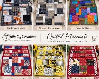 Handmade Quilted Placemats - set of 4 - Choose your Design