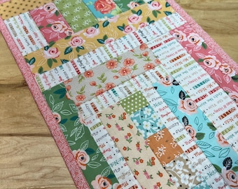 Colorful Floral Quilted Table Runner Shabby Chic
