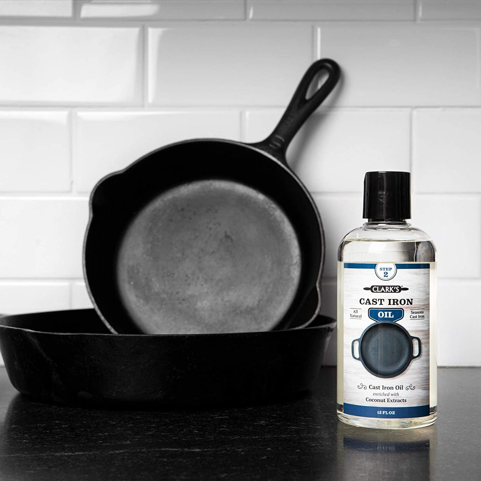 Cast Iron Seasoning Oil 12 Ounces by CLARK'S 100 Plant Based vegan No