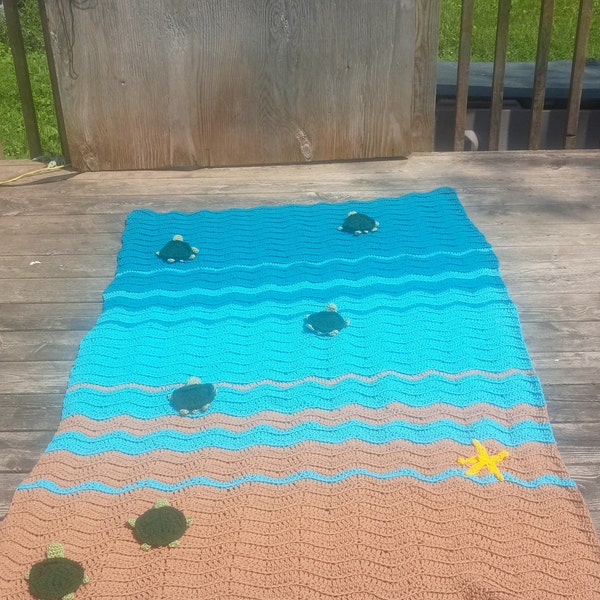 Sea Turtle Blanket Crochet, Sea Turtle Blanket, Crochet Sea Turtle Blanket, Sea Turtle Crochet Blanket, Sea Turtle Afghan, Sea Blanket