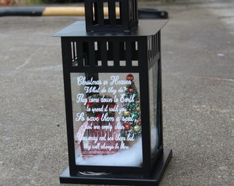 Christmas In Heaven Lantern, Memorial Lantern, Remembrance Lantern, In Memory of, Christmas Lantern,  Personalized Memorial Lantern