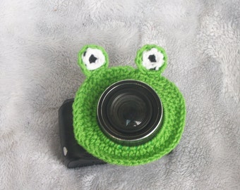 Crochet Crazy Frog Camera Lens Buddy, Frog Camera Lens Prop, Animal Camera Buddy, Crochet Camera Accessories, Photographer Lens Pops