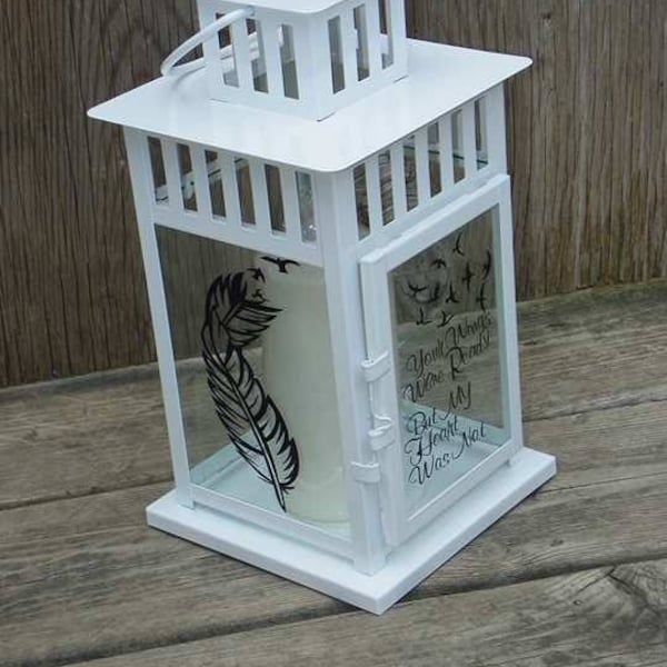 Personalised Memorial Lantern, Memorial Lantern, In Memory of, Personalised Remembrance Lantern, Your Wings Were Ready But My Heart Was Not