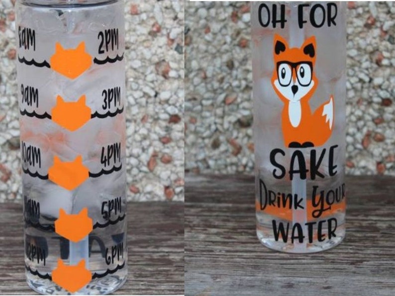 Oh For Fox Sake Drink Your water Water Bottle Motivational image 0