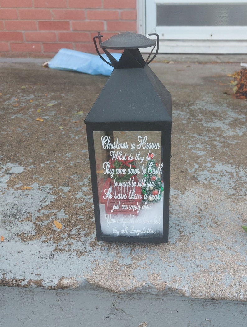 Christmas In Heaven Lantern, Memorial Lantern, Remembrance Lantern, In Memory of, Christmas Lantern, Personalized Memorial Lantern Lantern style 2