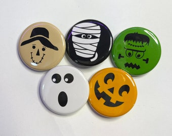 Halloween Pins, Fun Halloween Pinback Button, Magnet, Zipper Pull, Gifts, 1.25”, 2.25”